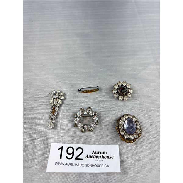 4 Vintage Rhinestone Brooches