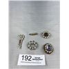 Image 1 : 4 Vintage Rhinestone Brooches