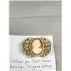 Image 2 : Vintage Genuine Shell Cameo Brooch - Filigree Setting With Marcasites