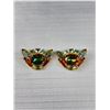 Image 2 : 3 Pairs Of Vintage Arora Borealis Rhinestone Clip On Earrings