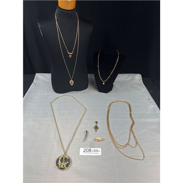 Assorted Gold Tone Necklaces & Pendants