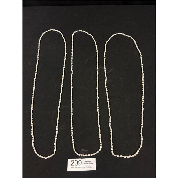Lot Of 3 35" Genuine Fresh Water Pearl Necklaces