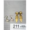 Image 2 : 4 Pairs Of Quality Vintage Gold Tone Pierced Earrings