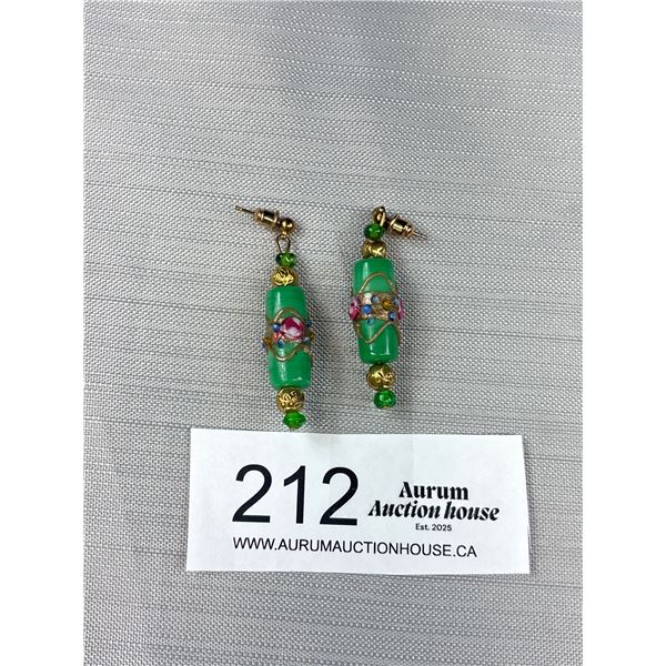 Vintage Murano Venetian Wedding Cake Stud Pierced Earrings - 1.75" Drop