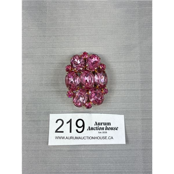 Fabulous Large Oval Rhinestone  Vintage Brooch - 2" X 1.5"