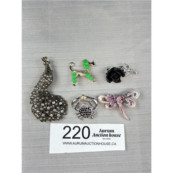5 Assorted  Vintage Brooches/Pins