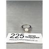 Image 1 : 925 Sterling Silver Real Pearl & CZ Ring - Size 9 - Marked & Tested