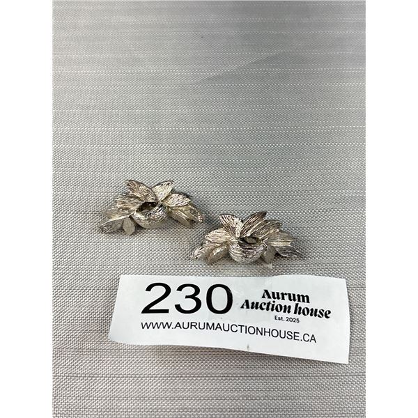 Large Signed Monet Pat'd Clip On Earrings Luxury Silver Tone - 1.5"