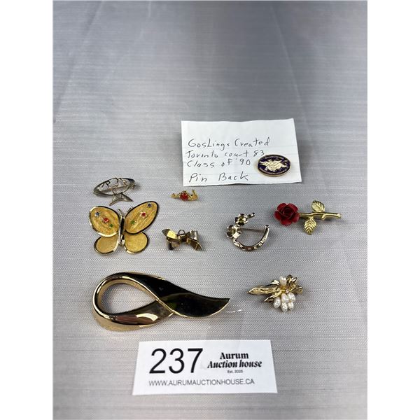 9 Assorted Vintage Brooches And Pins - 1 Signed, Real Pearls ++++