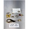 Image 1 : 9 Assorted Vintage Brooches And Pins - 1 Signed, Real Pearls ++++