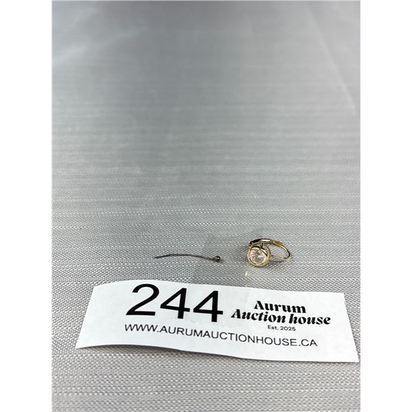 14k Yellow Gold Single Earring - .7 Grams - Marked & Tested