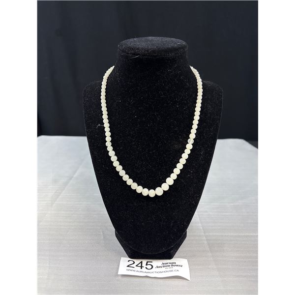 18" Real Onyx Graduated Round Beaded Necklace With 18K GP Ball Clasp