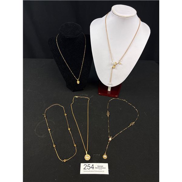 5 Wearable Gold Tone Necklaces & Pendants