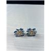 Image 3 : 3 Pairs Vintage Prong Set Beaded Arora Borealis & Lucite Flower Clip On Earrings - One Pair Signed G