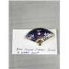 Image 2 : Brass Enameled Cloisonne Fan Shape Brooch & Round Scarf Clip