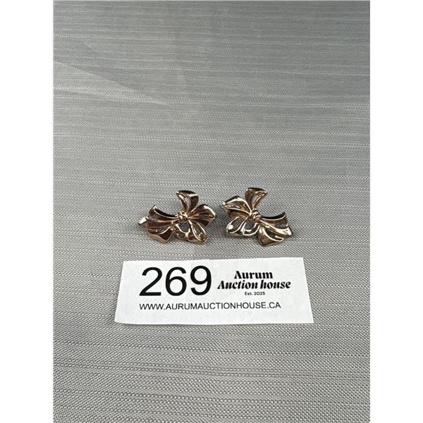 Vintage 925 Sterling Silver Bow Screwback Earrings - Marked & Tested