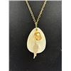 Image 2 : Signed Barse Mother Of Pearl Crystal & Rhinestone  Pendant Necklace - 16" Chain - 2.25" Pendant