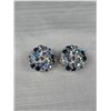 Image 2 : Vintage Signed Lisner Blue Arora Borealis Rhinestone Clip On Earrings - EUC