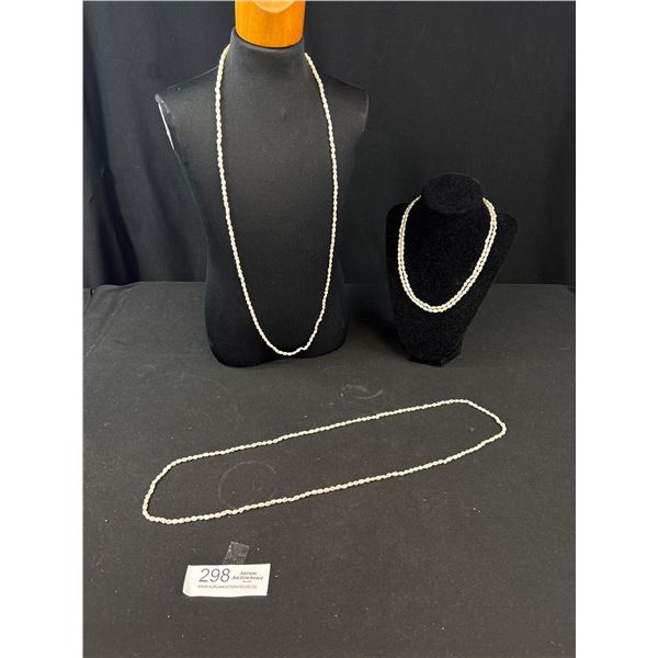 Lot Of 3 - 35" Genuine Fresh Water Pearl Necklaces