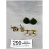 Image 2 : Vintage Lot Of Cuff Links (Big Round Green Ones Are Stone), Tie Pins & Brass Animal Pins