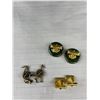 Image 3 : Vintage Lot Of Cuff Links (Big Round Green Ones Are Stone), Tie Pins & Brass Animal Pins