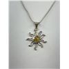 Image 2 : 925 Sterling Silver Vintage 1.75" (With Bail) Amber Sun & Moon Pendant On 16" 925 Sterling Silver Sn