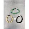 Image 1 : 3 Bracelets All With 925 Sterling Silver Clasps - Glass, Facetted, Carved Beads - Marked & Tested