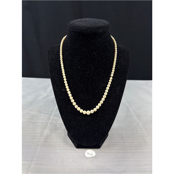 Vintage 10k White Gold Filigree Clasp On 18.5 Genuine Graduated Peal Necklace - Marked & Tested