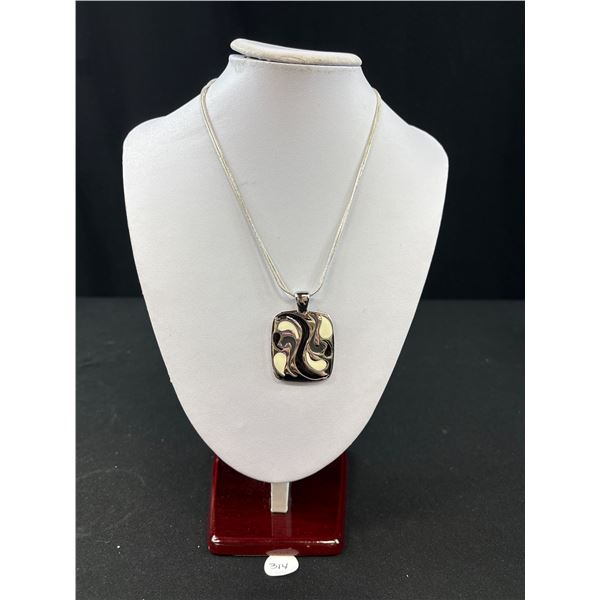 Vintage Signed Lia Sophia Pendant On Double Strand Snake Chain