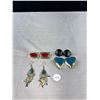 Image 1 : 4 Pairs Of Quality Vintage Silver Tone Pierced Earrings Including Malachite
