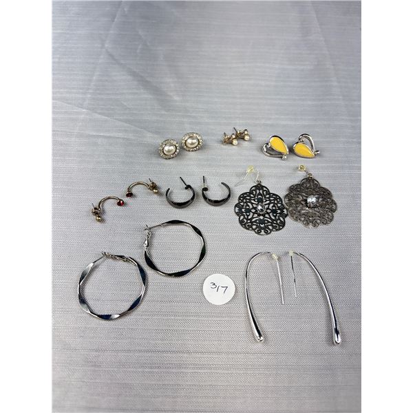 8 Pairs Of Vintage & Contemporary Silver Tone Pierced Earrings