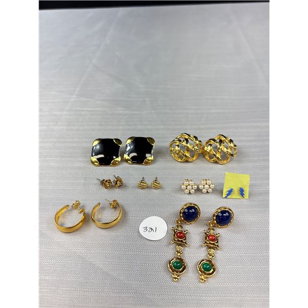 8 Pairs Of Quality Vintage & Contemporary Gold Tone Pierced Earrings