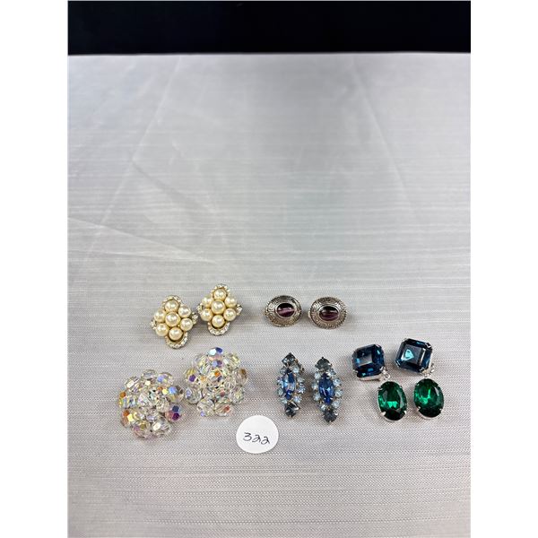 5 Pairs Of Vintage Clip On Earrings