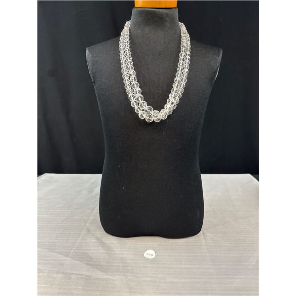 20" Vintage Facetted Graduated Crystal Beaded Necklace With  Vintage 925 Sterling Silver Filigree Cl