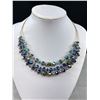 Image 2 : Signed Jones NY 3 Strand Adjustable Necklace Abalone & Blue  Arora Borealis Crystal Beads