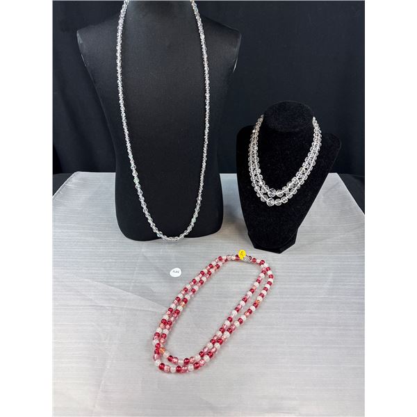 3 Arora Borealis Crystal & Glass Beaded Necklaces - 16", 42", 36"