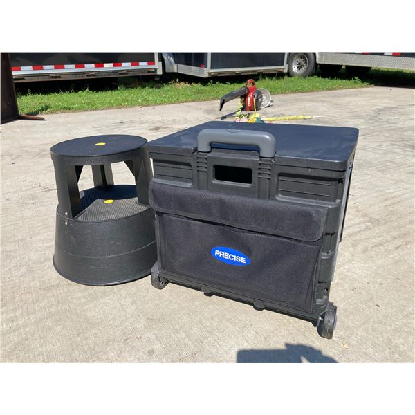 ROLLING FOLDING TOTE AND STEP STOOL