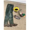 Image 1 : WADERS, BAIT BUCKET, AND DUCK DECOYS