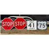 Image 1 : STOP SIGNS, COUNTY ROAD SIGN, US HIGHWAY SIGN; LOT OF 4 SIGNS