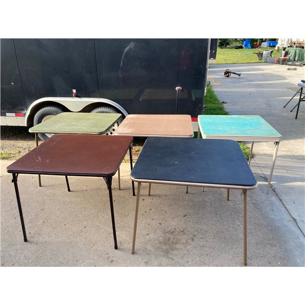 FOLDING CARD TABLES; LOT OF 5