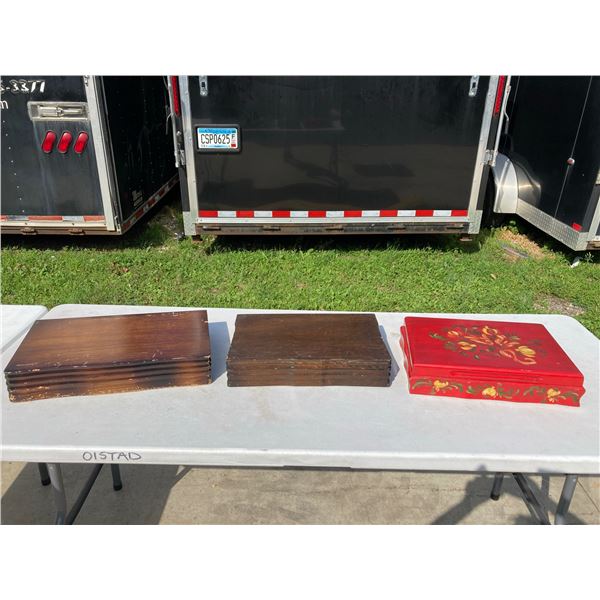 SILVERWARE SETS IN WOODEN STORAGE BOXES; LOT OF 3