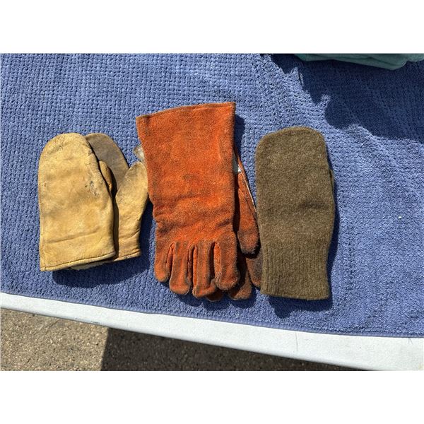 LEATHER MITTENS, LEATHER GLOVES, AND WOOL MITTENS