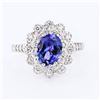 Image 1 : 1.59 ctw Tanzanite and 0.47 ctw Diamond 14K White Gold Ring