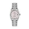 Image 2 : Rolex Ladies Stainless Steel Midsize 31MM Cream Arabic Dial 18K Gold Fluted Beze