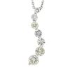 Image 2 : 14K White Gold 1.10 ctw Round Diamond Wavy Journey Pendant w 18" Cable Link Chai