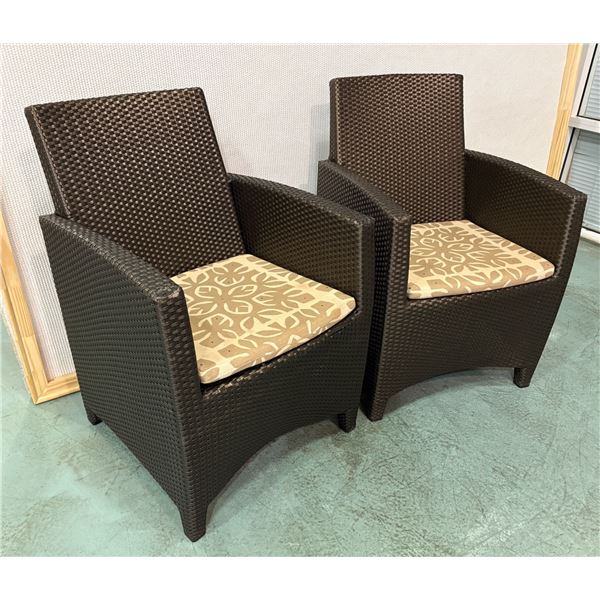 Pair of JANUS et Cie Woven Patio Lounge Chairs, Approx. 22.5"W, 34.5"H, 18.5" Seat Depth