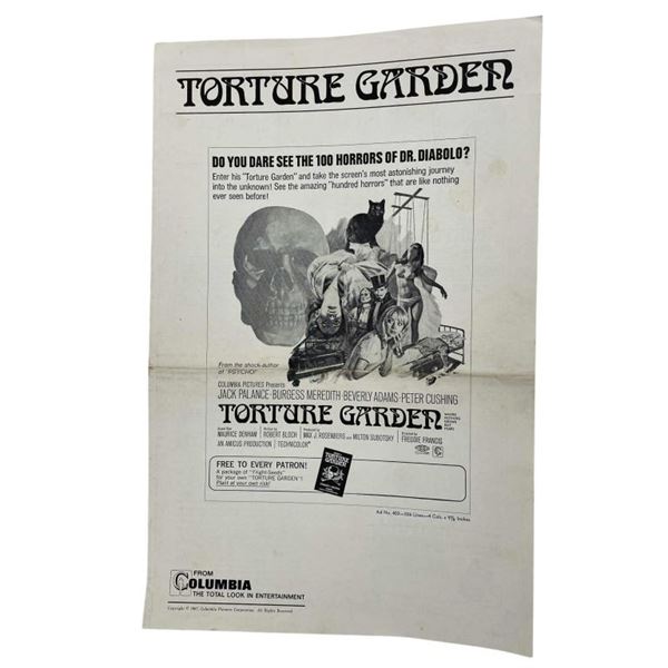 Torture Garden (1967) - Press Book