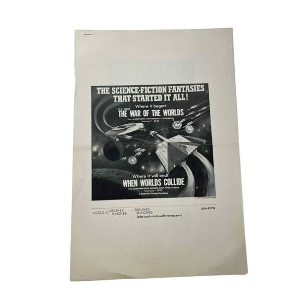 The War of the Worlds (1953) & When Worlds Collide (1951) - Press Book