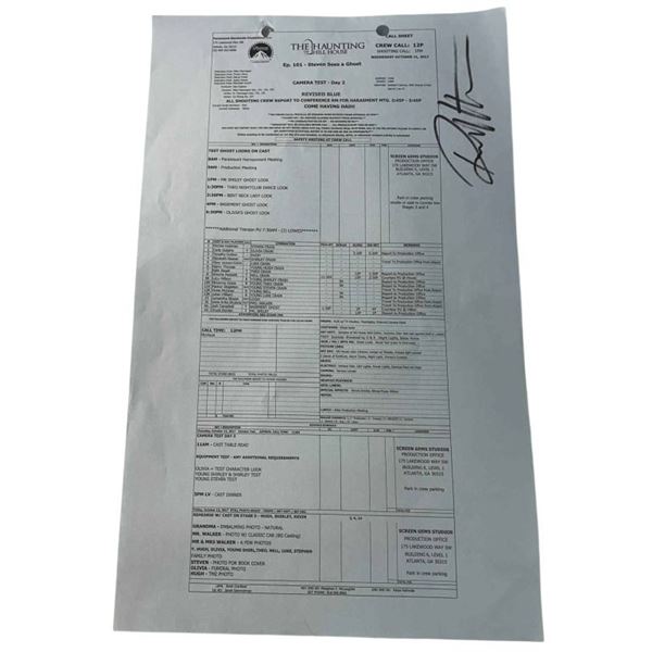 The Haunting of Hill House (2018) - Set Used Call Sheet Used/Signed By Robert Kurtzman