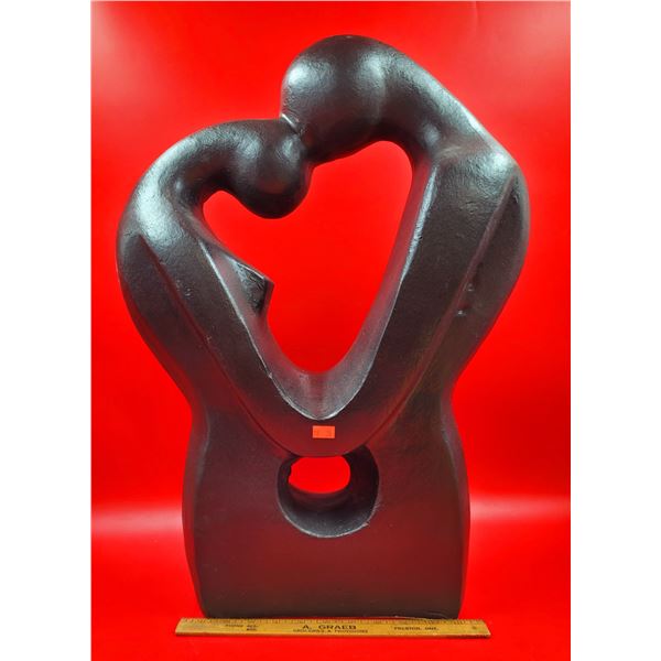 Large Abstract Embracing Couple Terracotta Sculpture